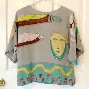 Silk Tribal Blouse EUC